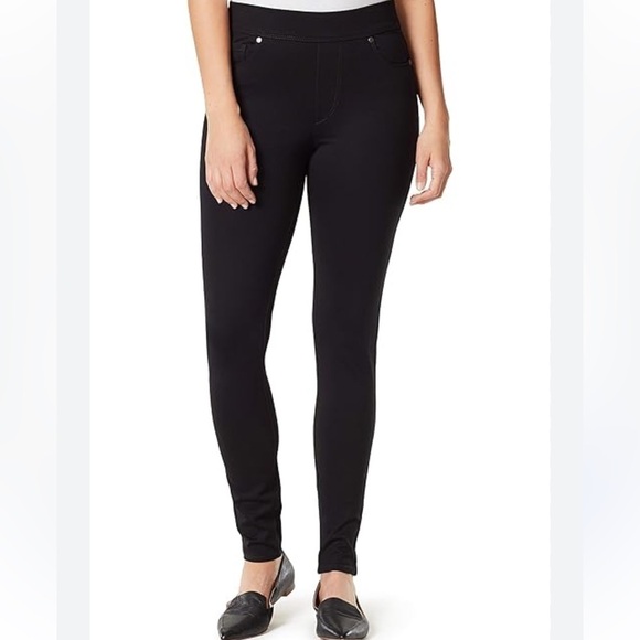 Jones New York Black Relaxed Dress Pants Slimming Stretch Gold Rivets Pull On SM - Picture 13 of 13